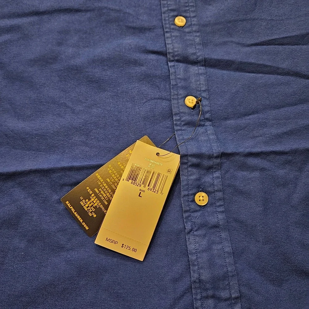 NWT Polo Ralph Lauren Classic Fit Button Down Shirt Blue Men's L Cotton